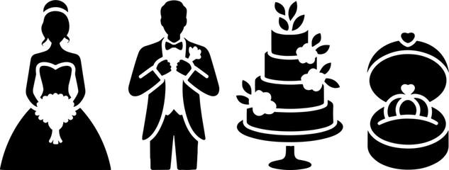 Wedding Bride Groom Cake Rings Celebration Symbols