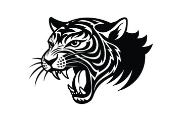 Silhouette tattoo style illustration of a tiger's head.eps