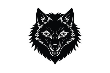 Silhouette tattoo style illustration of a wolf's head.eps