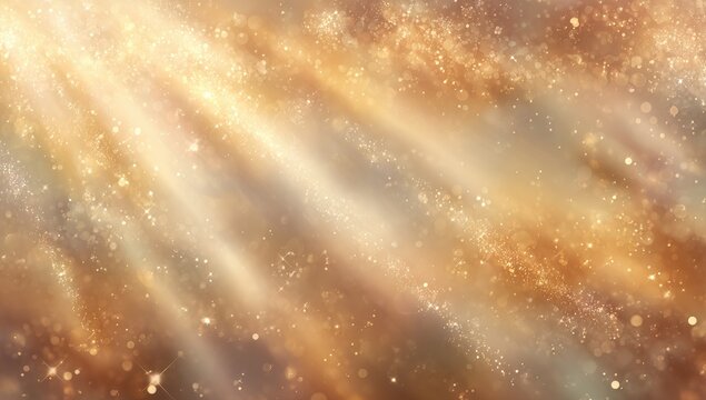 Abstract gold and bronze textured background with diagonal light rays and sparkling particles - Powered by Adobe
