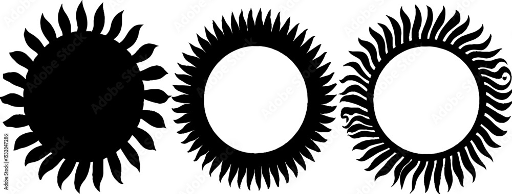 Aufkleber sunburst arc designs with swirl line patterns for decor and art projects