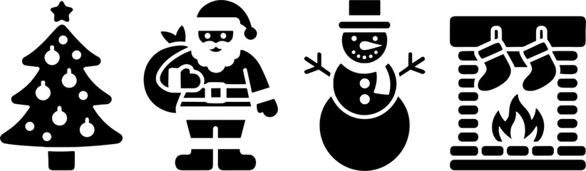 Christmass Tree Santa Snowman Fireplace Holiday Decoration Set