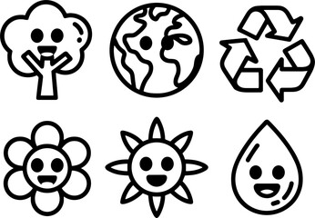 Fototapeta premium Cute Environments Tree Earth Recycle Flower Sun Water