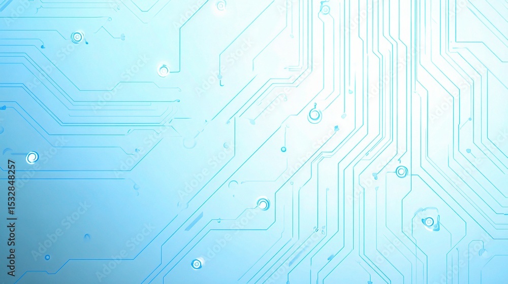 Poster light blue circuit pattern with subtle shadows and soft glow effect