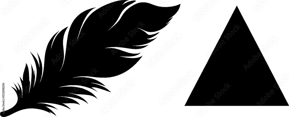 Poster feather silhouette and triangle overlay design for artistic projects