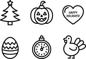 Obraz premium Holiday Set Christmas Pumpkin Easter Turkey Countdown
