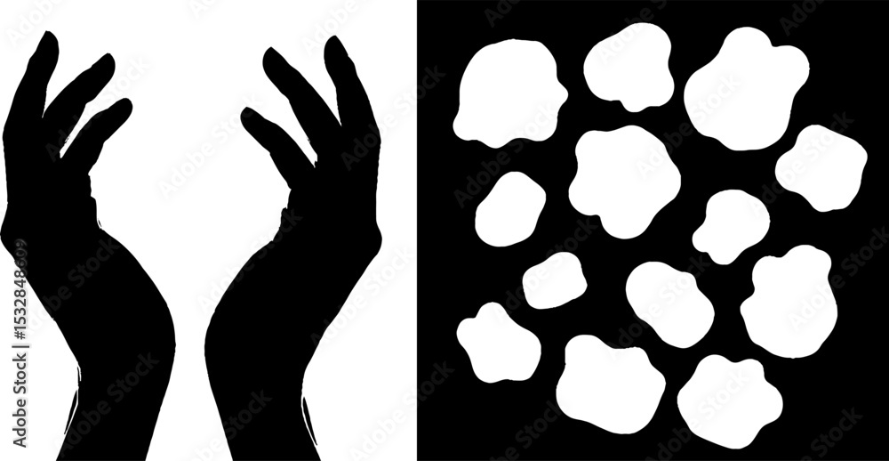 Aufkleber interlocking hands silhouette with abstract polygonal pattern for artistic design
