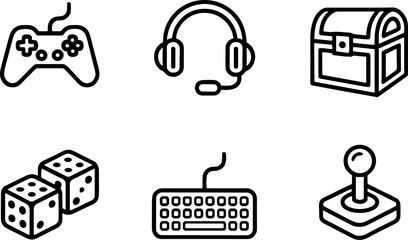Gaming Controller Headset Dice Chest Keyboard Joysticks