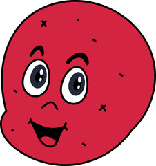 Obraz premium Red cartoon circle is showing happy face with bold outlines in flat design, transparent background