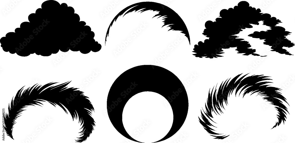 Poster Dynamic wind arcs and cloud swirls for creative design elements