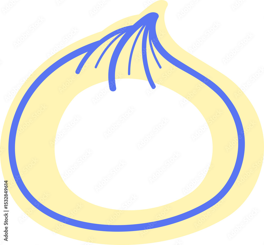 Aufkleber abstract torus loop is appearing in flat design with cream fill blue tuft, transparent background