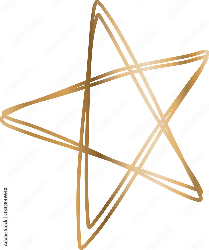Poster stylized star is appearing in flat design with overlapping gold brush lines on transparent backdrop