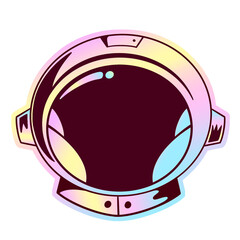 Flat astronaut helmet hovering on transparent backdrop, showing reflective visor and pastel frame