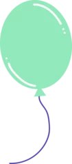 Gardinen Glossy mint-green balloon is floating with purple string in flat design on transparent background © vectorfusionart