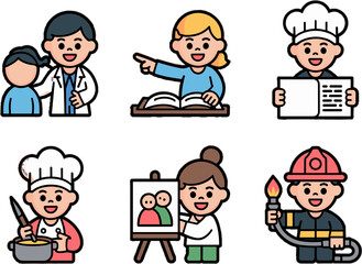 Children Learning Careers Doctor Cooking Artist Firefighter Educations