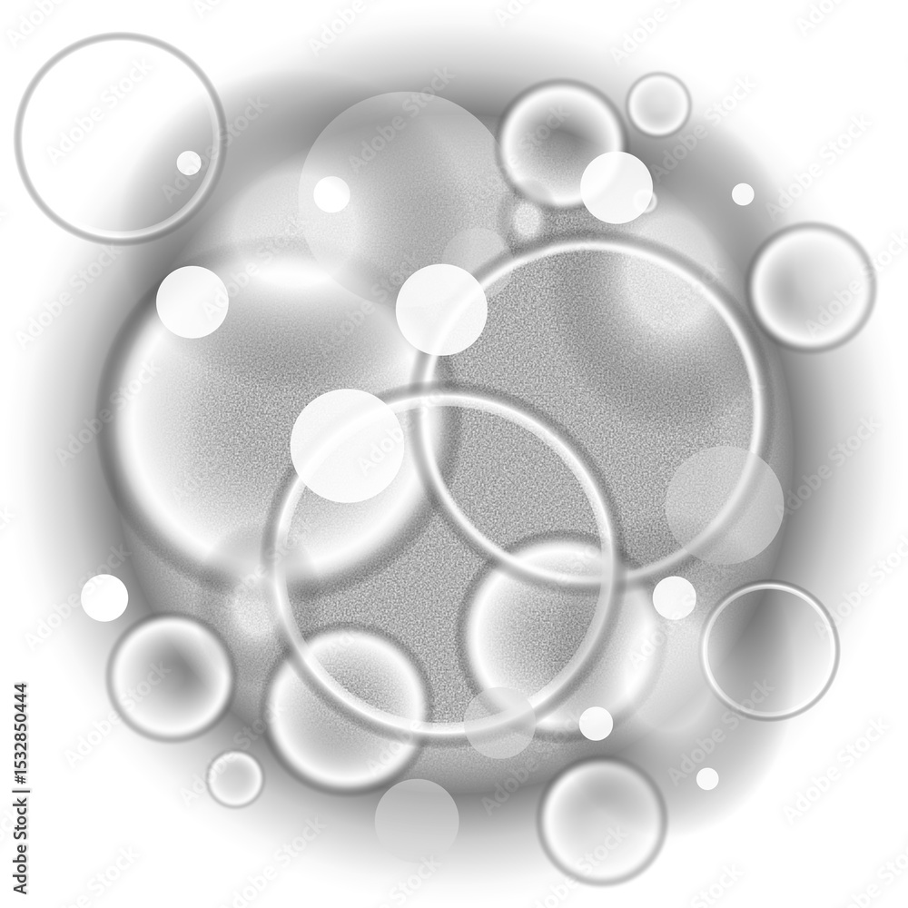Poster abstract circles are floating in flat vector art on transparent background, featuring gray rings