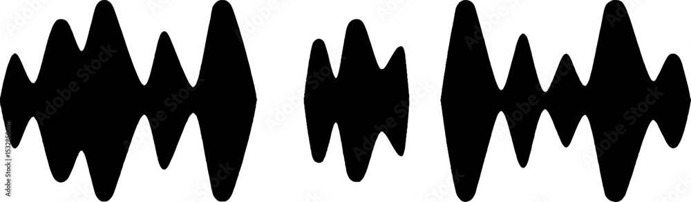 Aufkleber abstract soundwave waveform patterns in high contrast black for audio design