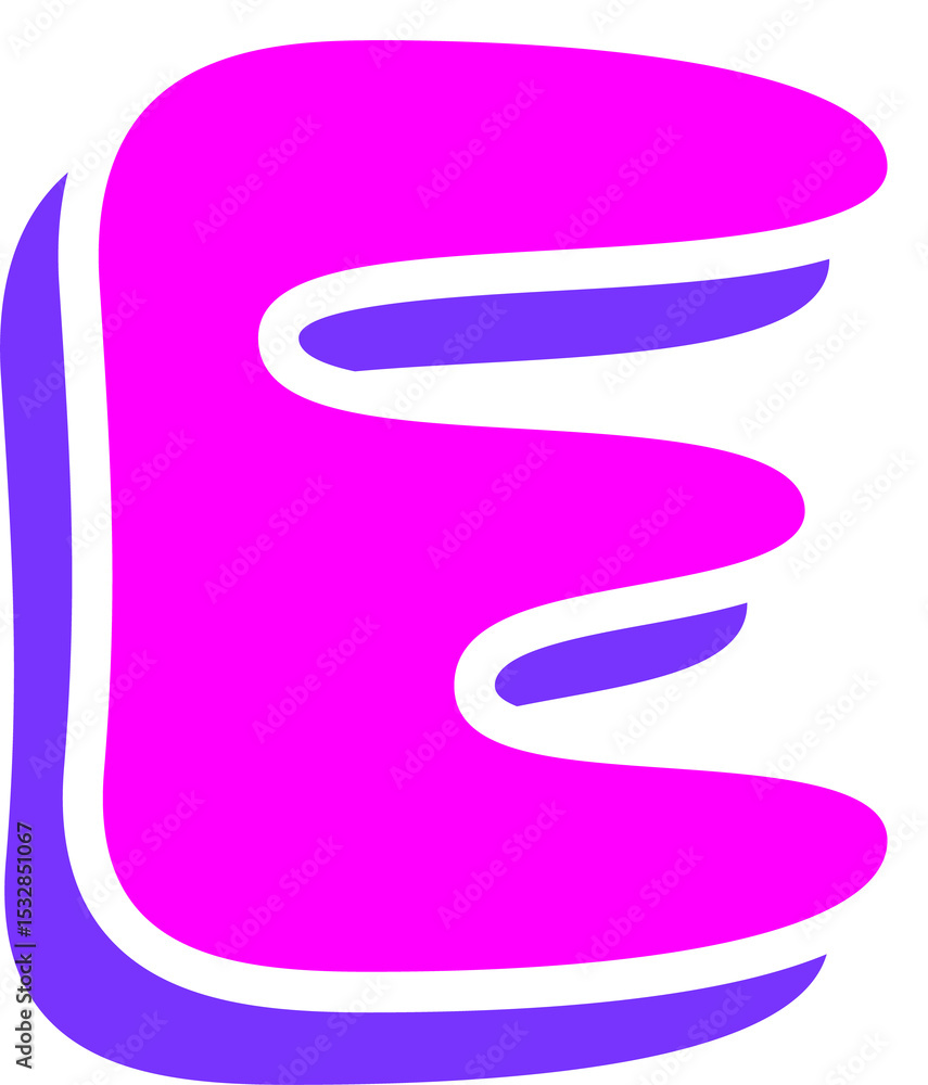 Poster abstract magenta shape is floating in flat design on transparent background with purple drop shadow
