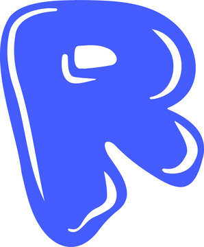 Fototapeta Showing bright blue abstract R floating on transparent canvas, featuring rounded graffiti contours