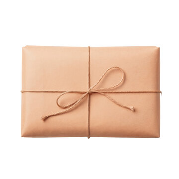 A brown parcel, A package tied with twine, Unboxing parcel mockup