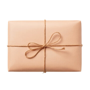 A brown parcel, A package tied with twine, Unboxing parcel mockup