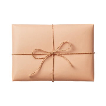 A brown parcel, A package tied with twine, Unboxing parcel mockup