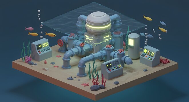 Submerged Polygonal Ecosystem: An Underwater Industrial Installation