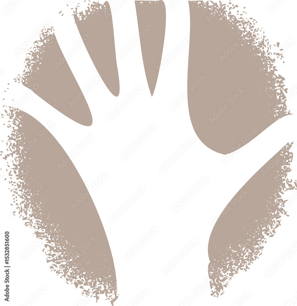 Poster abstract flat silhouette is floating with stem base and five lobes on transparent background