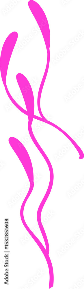 Poster slender fuchsia lines are twisting and looping vertically in flat design on transparent background