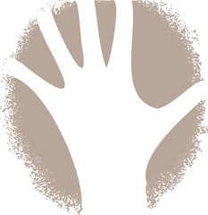 Abstract flat silhouette is floating with stem base and five lobes on transparent background