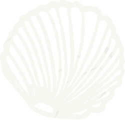 Fan-shaped scallop seashell is being shown as flat silhouette on transparent background, copy space