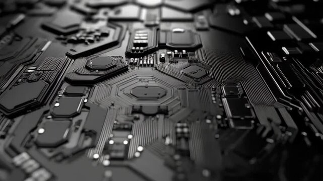 A tiny chip lies on the circuit board, holding powerful technology inside its delicate, intricate design.
