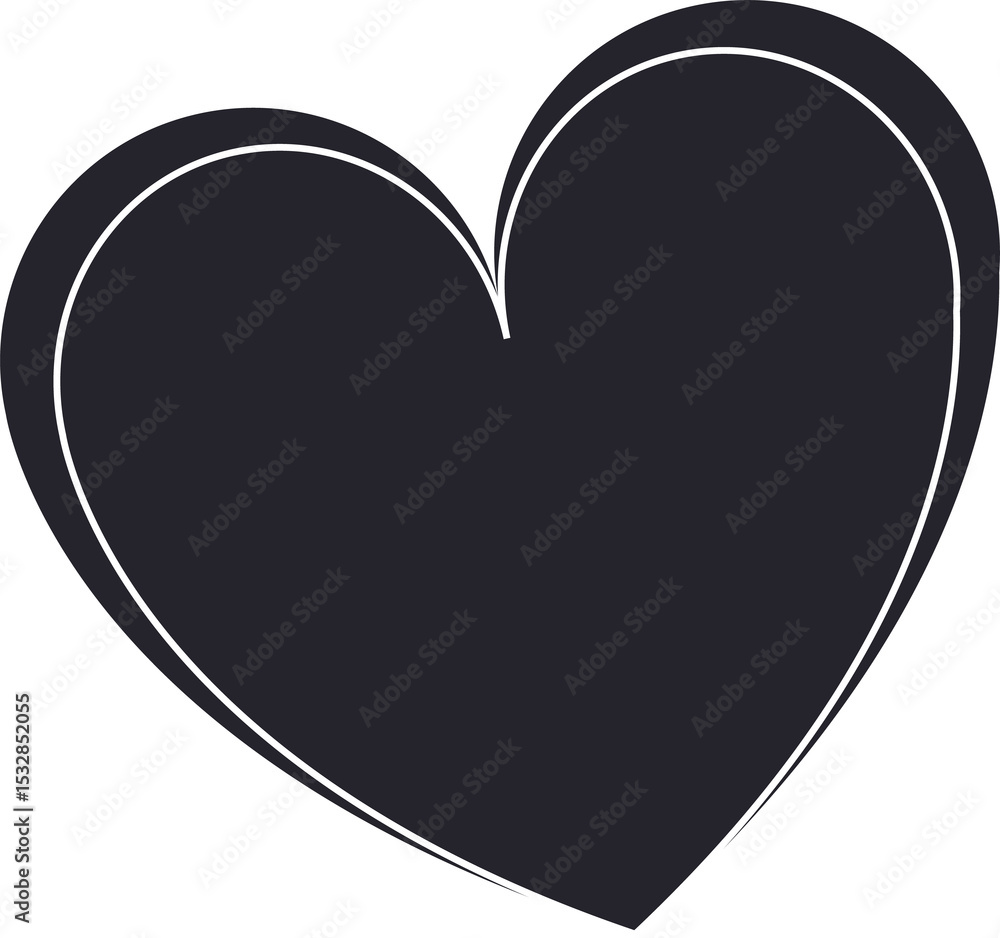 Aufkleber single heart icon is floating in flat design on transparent backdrop, with offset white outline