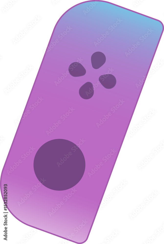 Poster flat remote displaying purple-blue gradient, teardrop d-pad and button on transparent background