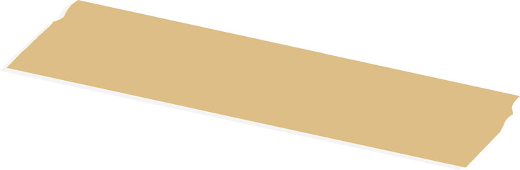 Beige adhesive tape strip is floating with torn edges in flat design, transparent background