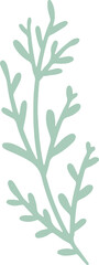 Stylized botanical sprig is showing flat vector on transparent backdrop, featuring lobed leaves