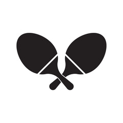 Two Black Table Tennis Rackets Crossed Icon Flat Vector