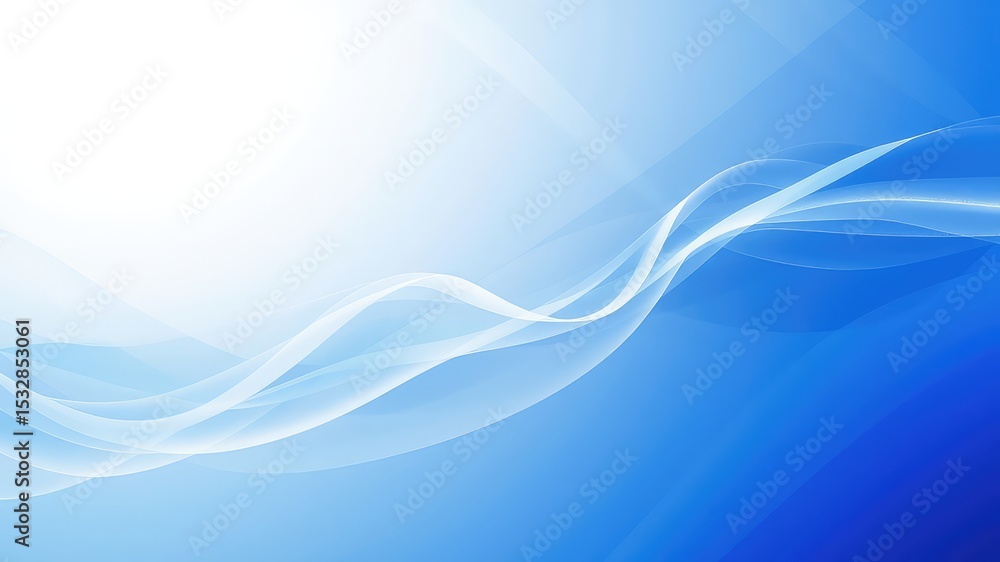 Aufkleber abstract blue waves flowing smoothly across a bright and soft gradient backdrop for technology or bu