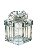 3D krystmas gift box transparent color glass insulated on white background