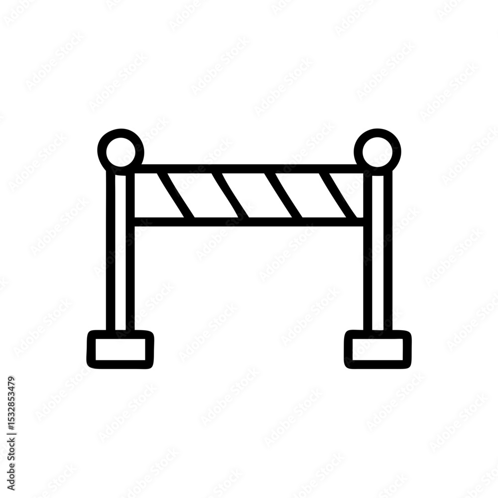 Poster simple graphic of a striped barrier with posts and round tops for traffic control and safety use