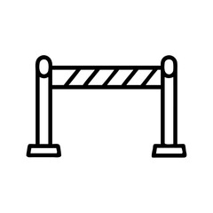 Fototapeta premium A simple graphic of a barrier with striped pattern and posts on either side in a line drawing style