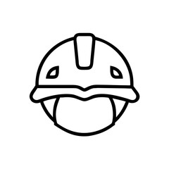 Outline graphic showing a protective headgear commonly used in construction and industrial settings