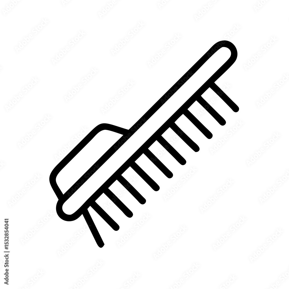 Poster a simple graphic showing a black and white comb with a handle and teeth, angled on a white backgroun