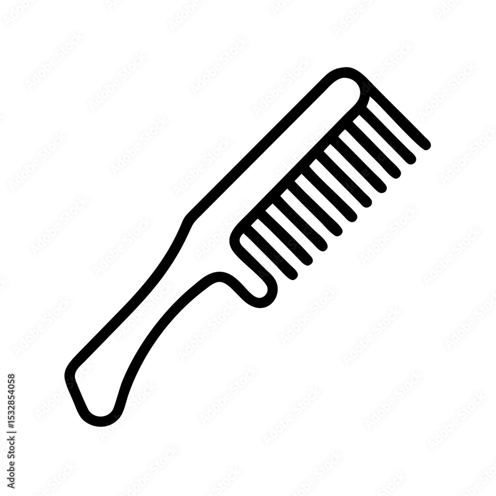 Poster styling tool with handle and teeth used for grooming and detangling hair on a white background image