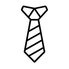 Outline graphic showing a striped neckwear item often worn in professional settings for formal attire