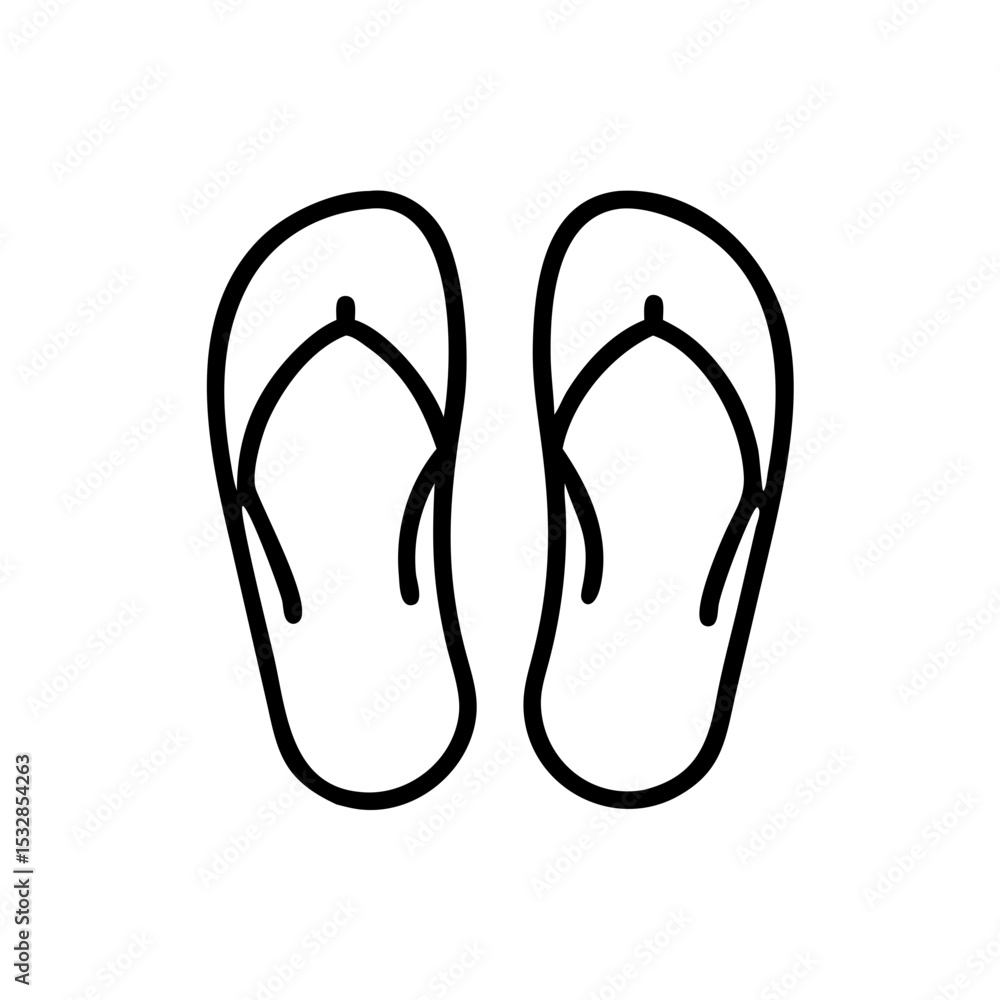 Poster simple graphic of two flip flops displayed side by side in a minimalist line drawing style format