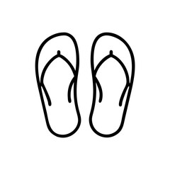 Simple graphic of two flip flops displayed side by side in a minimalist line drawing style format