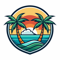 Obraz premium summer beach logo vector illustration