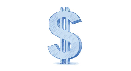 Blue Hand-Drawn Dollar Sign Illustration