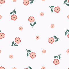 Cute floral seamless pattern with flowers and branches. Wildflower vector illustration in spring or summer. Elegant template for fabric, wallpaper, stationery, wrapping, card, and phone cases.
